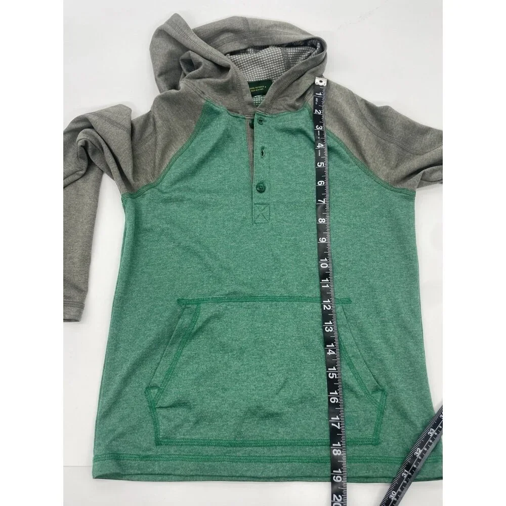 REI Kids Green Gray Sz S (8) Youth Long Sleeve‎ Two Tone Pullover hoodie Top
